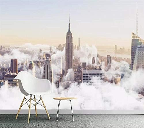 XLMING Einfache Abstrakte Handgemalte Stadt Meer Von Wolken Landschaft 3D Tapeten Home Esszimmer Sofa Schlafzimmer Wohnzimmer TV Hintergrund-400cm×280cm