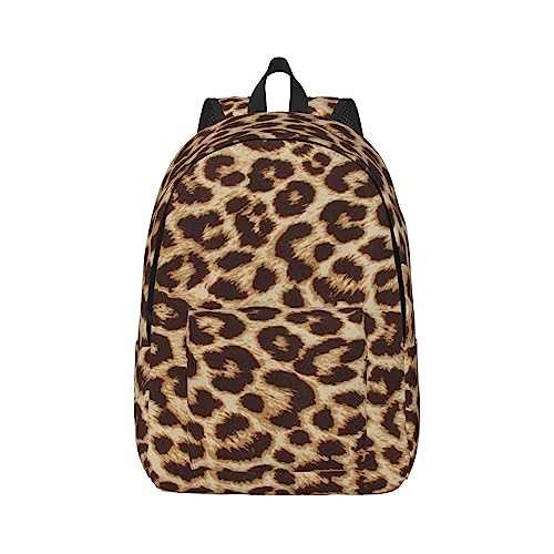 Wurton Unisex Lustiger Leoparden-Druck Segeltuchrucksack Niedlicher Reiserucksack Sport Casual Ästhetischer Rucksack, Schwarz , S