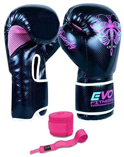 EVO Fitness Damen Gel Rex Leder Boxen Handschuhe Punch Tasche MMA Muay Thai Martial Kunst Kick Boxen - 226g