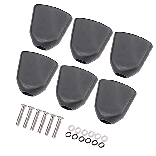 6 Stücke Kunststoffjade Trapezoid Gitarre Tuning PEG Key Tuner Machine Köpfe Knopfknöpfe Griffkappen Stimmwirbel Mechaniken (Color : Black)