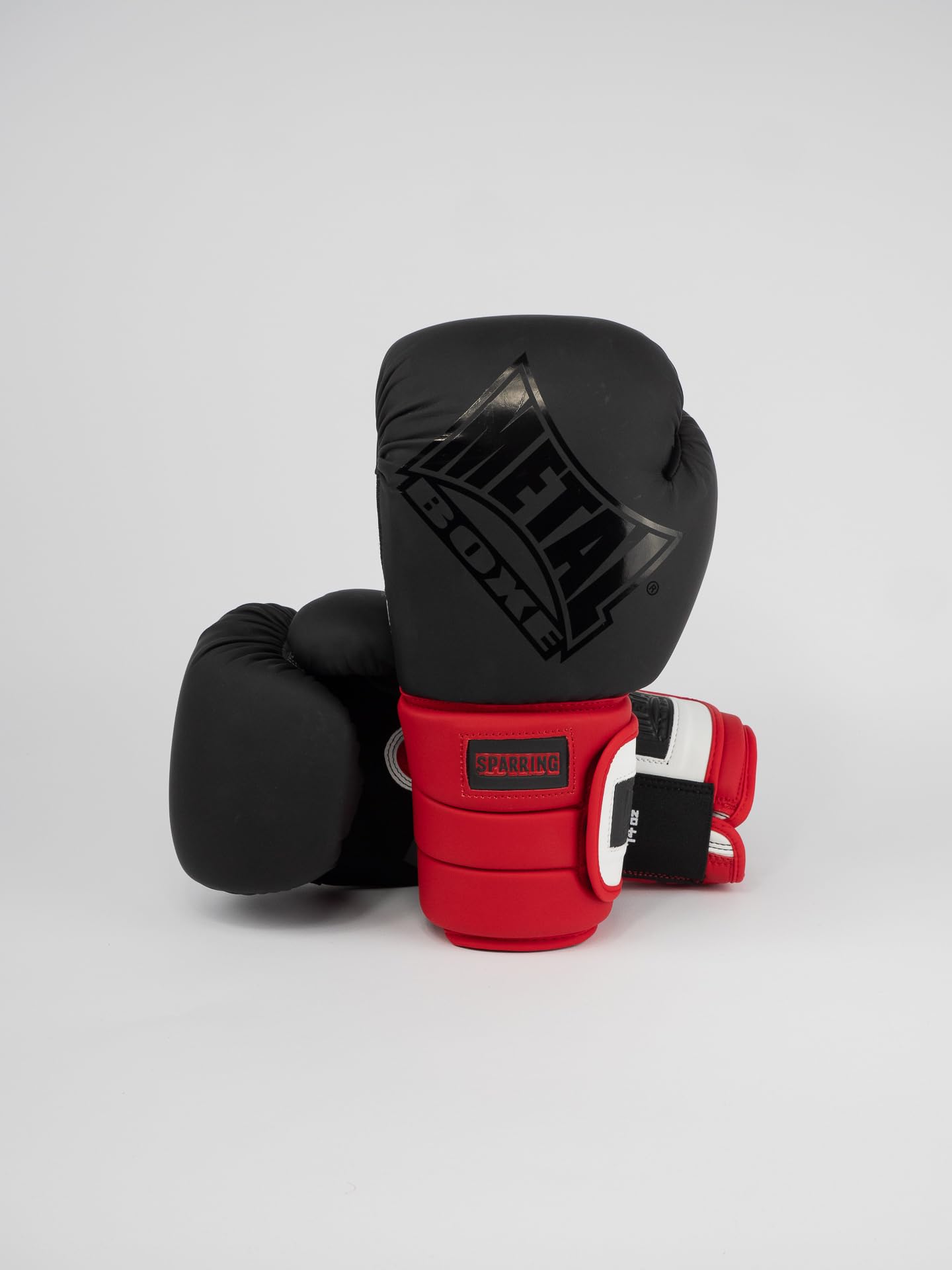 METAL BOXE Gants de Boxe Sparring Noir/Rouge/Blanc 14 oz