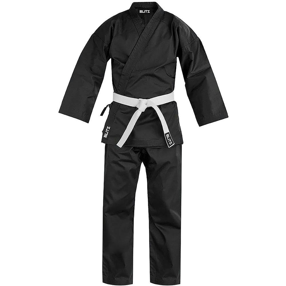 Blitz Karateanzug aus Baumwoll-Polyester-Mischgewebe, Schwarz, 3, 160 cm