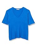 Peppercorn Tana V-Ausschnitt Halb Ärmel Rib Pullover Kurve Pullover Damen In Blau Herbst Pulli Damen Größe 46