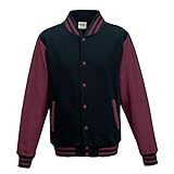 Just Hoods - Unisex College Jacke 'Varsity Jacket' BITTE DIE JH043 BESTELLEN! Gr. - M - Oxford Navy/Burgundy