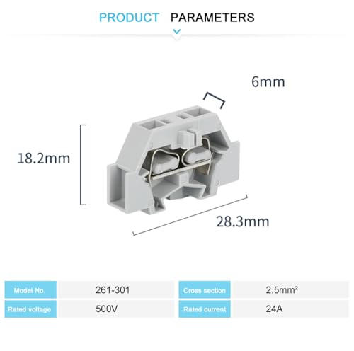 10 Stücke 261-301 Federkäfiganschluss Mini Mount 2-Leiter Stecker 2,5 mm² 261 301 Drahtverbinder Din Rail Terminal Block