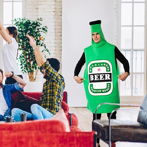 LPORF Lustiges Halloween-Getränk-Kostüm | Bierflaschen-Halloween-Kostüm - Rollenspiel-Oktoberfest-Outfit | Bierflaschen-Einteiler | Halloween-Kostüm | Cosplay-Kleidung