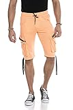 Cipo & Baxx Herren Shorts Bermuda Capri Kurze Hose Jeans Denim CK225 Orange L