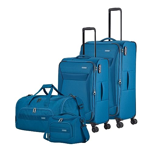 Travelite Chios - 4-Rollen-Trolley Set M/L + Reisetasche + Beautycase 4.tlg. petrol