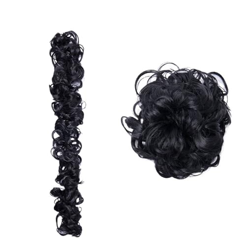 Haarteile Haarknoten 13 Farben synthetisches unordentliches Chignon-Haar, Gummiband, Haarteile, Haarknoten, Hochsteckfrisur, Haarverlängerung, Scrunchie, lockiger Chignon, 85 g Brötchen Haare(1056)