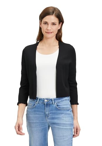 Cartoon Damen Strick-Cardigan mit Rüschen Schwarz,38