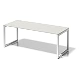 BISLEY Cito Schreibtisch, 740 mm höhenfixes O-Gestell, Metall, Gw396 Dekor Grauweiß, Gestell Verkehrsweiß, 80 x 200 x 85 cm