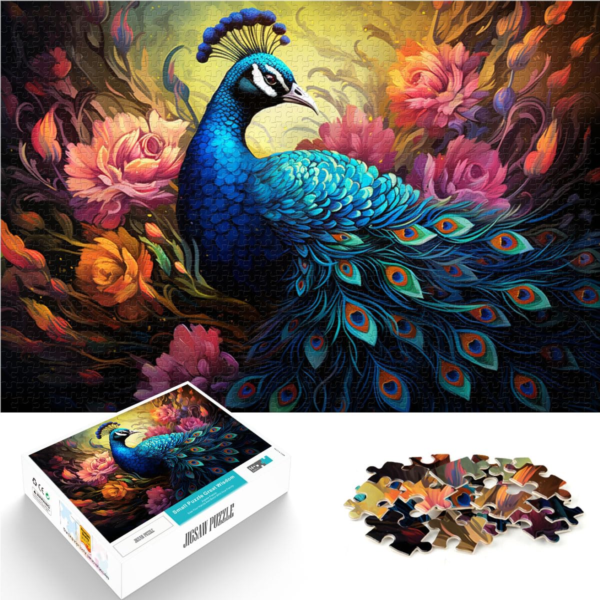 Puzzles Geschenke Spielzeug Fantasie Bunter Pfau 1000 Puzzles für Erwachsene 1000 Teile Holzpuzzle Weihnachtswunschliste mit Weihnachtsmann 1000 Teile (50x75cm)