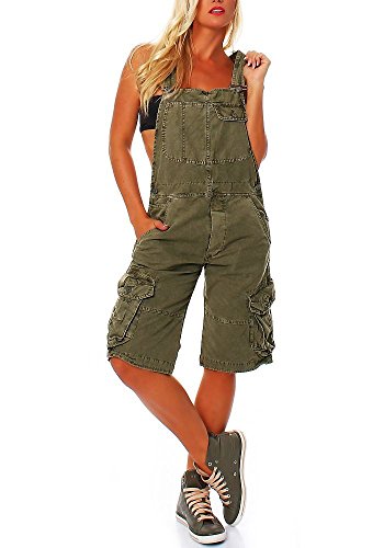 Jet Lag Damen Overall Shorts mit Brusttasche mit Brusttasche Capulet Olive S