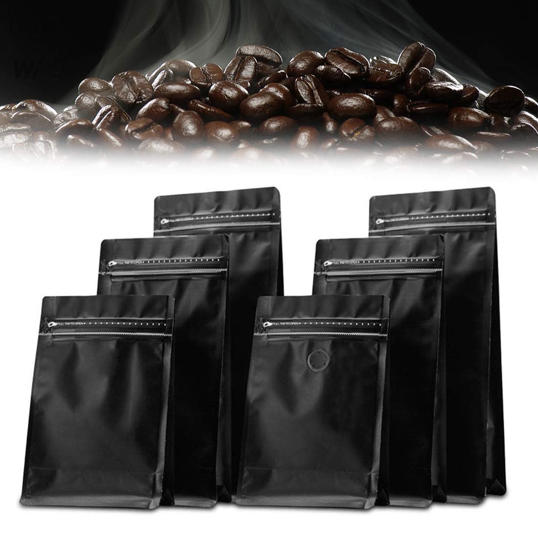 Kaffeesäcke mit Entfettungsventil und Druckverschluss, für den gewerblichen Gebrauch, luftdicht, 50 Packungen 227 g matte black