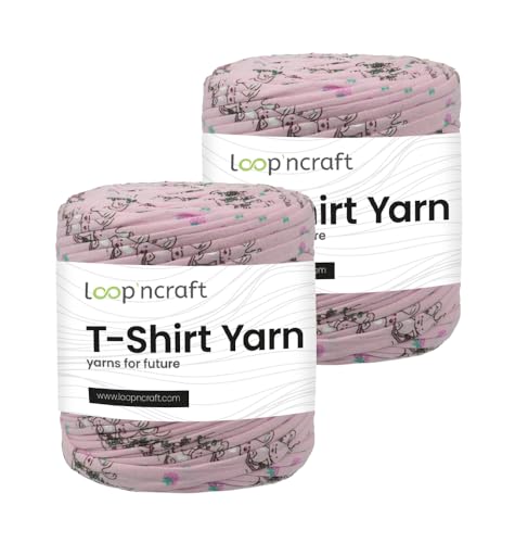 Textilgarn 2er-Set, Rosa Hase, Loopncraft, 2 X 750g, T-Shirt Yarn, Recyling Garn