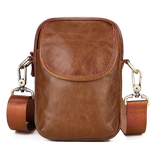 ohodhmnu Damen Tragetasche, Vintage-Tasche, quadratische Taschen, trendige Tasche, Schultertaschen für Herren, Crossbody-Tasche, Handytasche, vielseitige Retro-Tasche, Reisetasche, braun, with ribbon