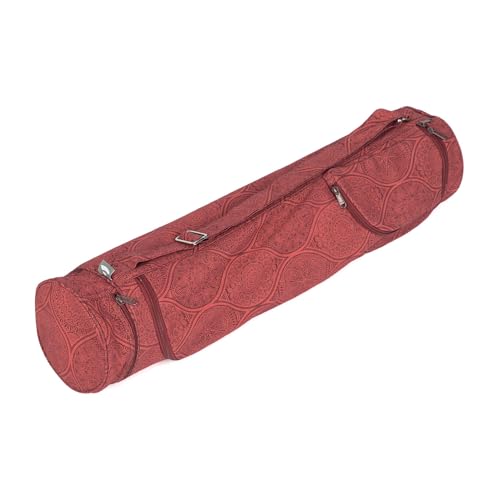 Bodhi Yogatasche ASANA Bag Cotton | Maharaja Collection | Yogamattentasche in verschiedenen Größen | Baumwolltasche für Yogamatte & Zubehör | inkl. Außentaschen | 70 cm | Mayuri/dunkelrot