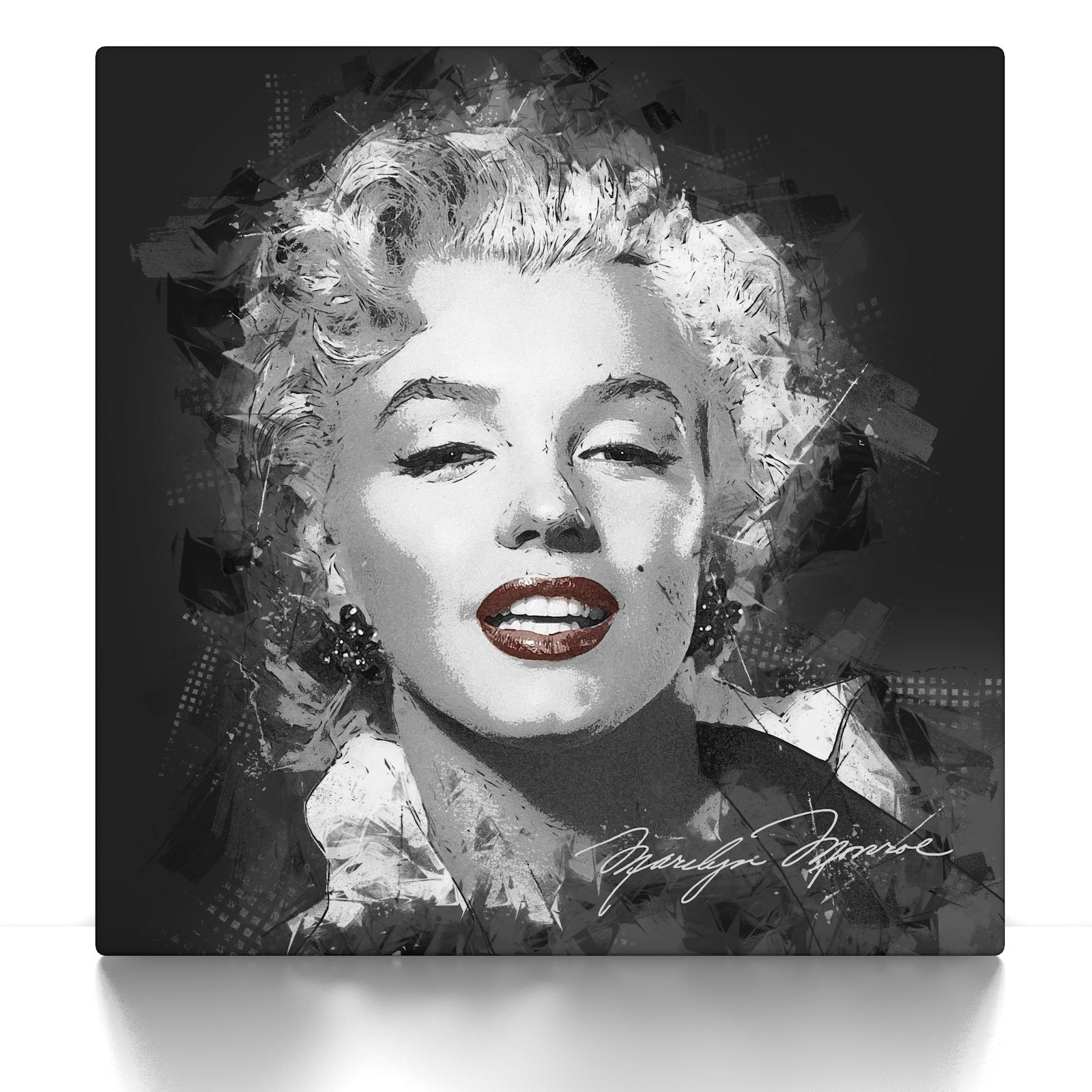 Marilyn Monroe Street Art - Leinwand Bild - Film Wandbild aufhängefertig Kunst Druck Bilder Wand Deko Modern Art XXL Wohnzimmer (40 x 40 cm, Leinwand auf Keilrahmen, Marilyn Monroe)