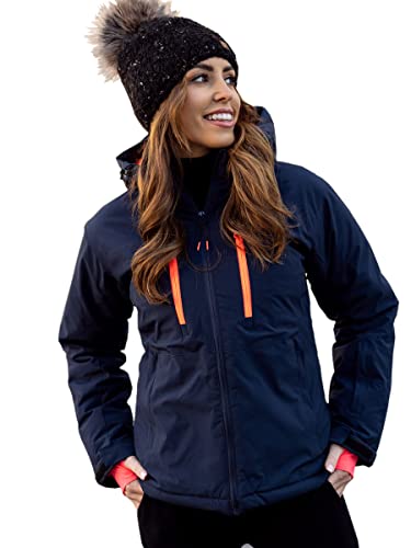 BOLF Damen Winterjacke Skijacke Snowboardjacke Schneejacke mit Kapuze Schneefang Bündchen Winddicht Wasserdicht Atmungsaktiv Outdoor Sport Style HH012 Dunkelblau XL [D4D]