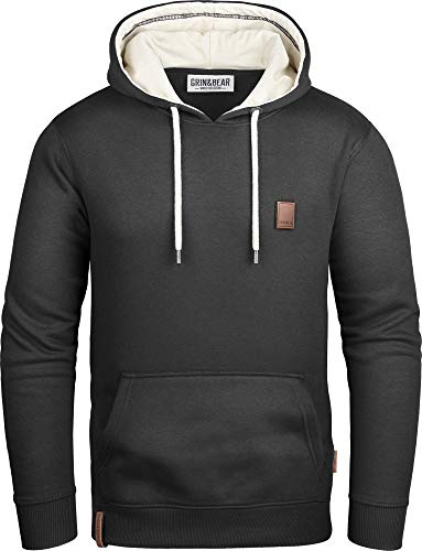 Grin&Bear Herren Kapuzenpullover mit Kontrast Kapuze schwarz, M, GEC475