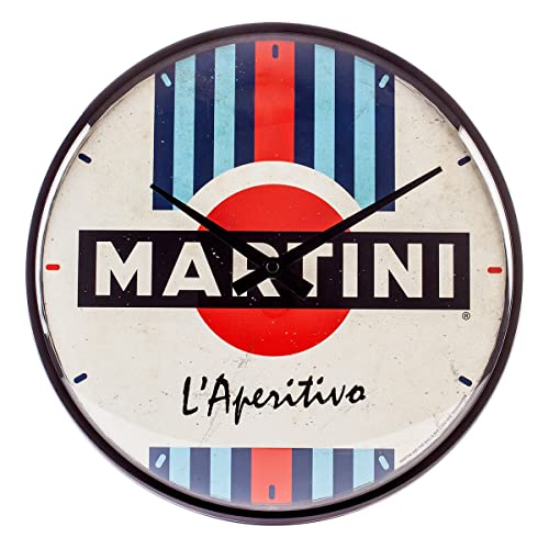 Nostalgic-Art Retro Wanduhr, Martini – L'Aperitivo – Geschenk-Idee für Cocktail-Fans, Große Küchenuhr, Vintage-Design zur Dekoration, Ø 31 cm