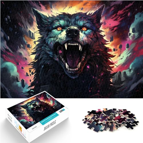 Spielgeschenk Puzzle Bunter Psychedelischer bizarrer Hund 1000 Teile Puzzle für Erwachsene Holzpuzzle Anspruchsvolles Spielpuzzle 1000 Teile (50 x 75 cm)