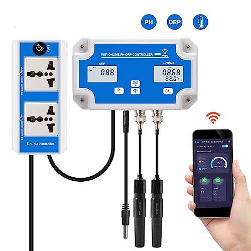 Eysaure W2839 3-In-1-WLAN-WasserqualitäTsdetektor, PH/ORP/TEMP-Elektrode, BNC-Typ-Sonde für Aquarium-Hydroponik-Monitor, EU-Stecker