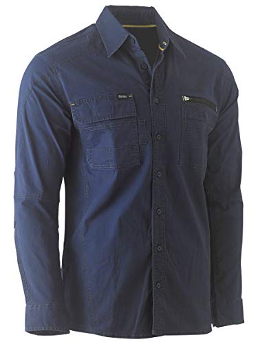 Bisley Workwear UKBS6144_BPCT Flex & Move Utility-Shirt, 145 g/m², langärmelig, Marineblau, 6XL