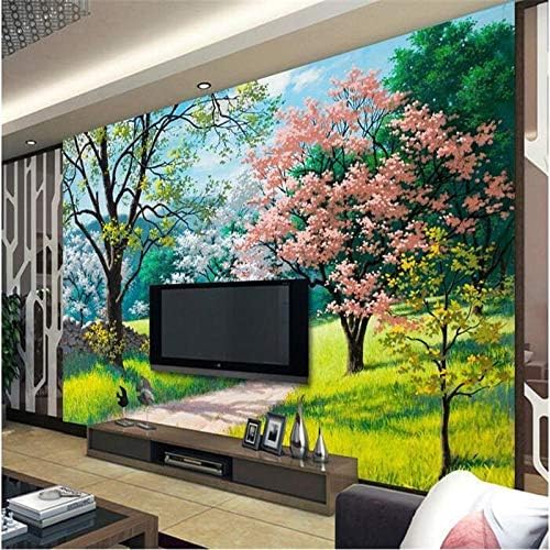 XLMING Frühling Bunte Baum-Landschaft 3D Tapeten Home Esszimmer Sofa Schlafzimmer Wohnzimmer TV Hintergrund-150cm×105cm