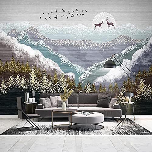 XLMING Verschneite Berglandschaft Kiefernwald Wolken 3D Tapete Home Dekoration Wohnzimmer Sofa Schlafzimmer Tv Hintergrund Wand-250cm×170cm