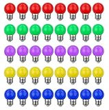 V-TOO LED Bunte E27 Farbige Glühbirnen 3W=30W Dekoratives Licht und Design 240 Lumens AC220V-240V Dekorationslampe Gemischte Farben Rot Gelb Blau Grün Lila - 40er Pack