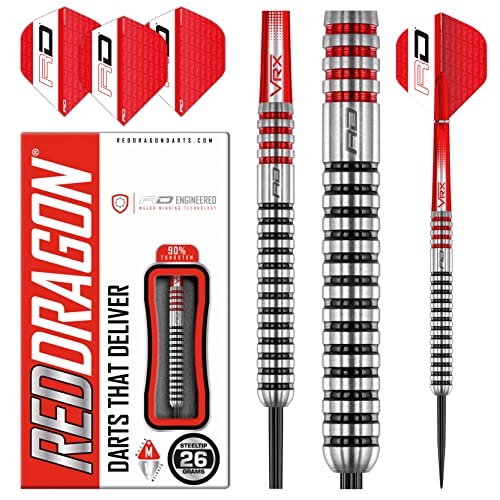 RED DRAGON GT3's 26 Gram Tungsten Professional Darts Set with Flights and Nitrotech Shafts (Stems)