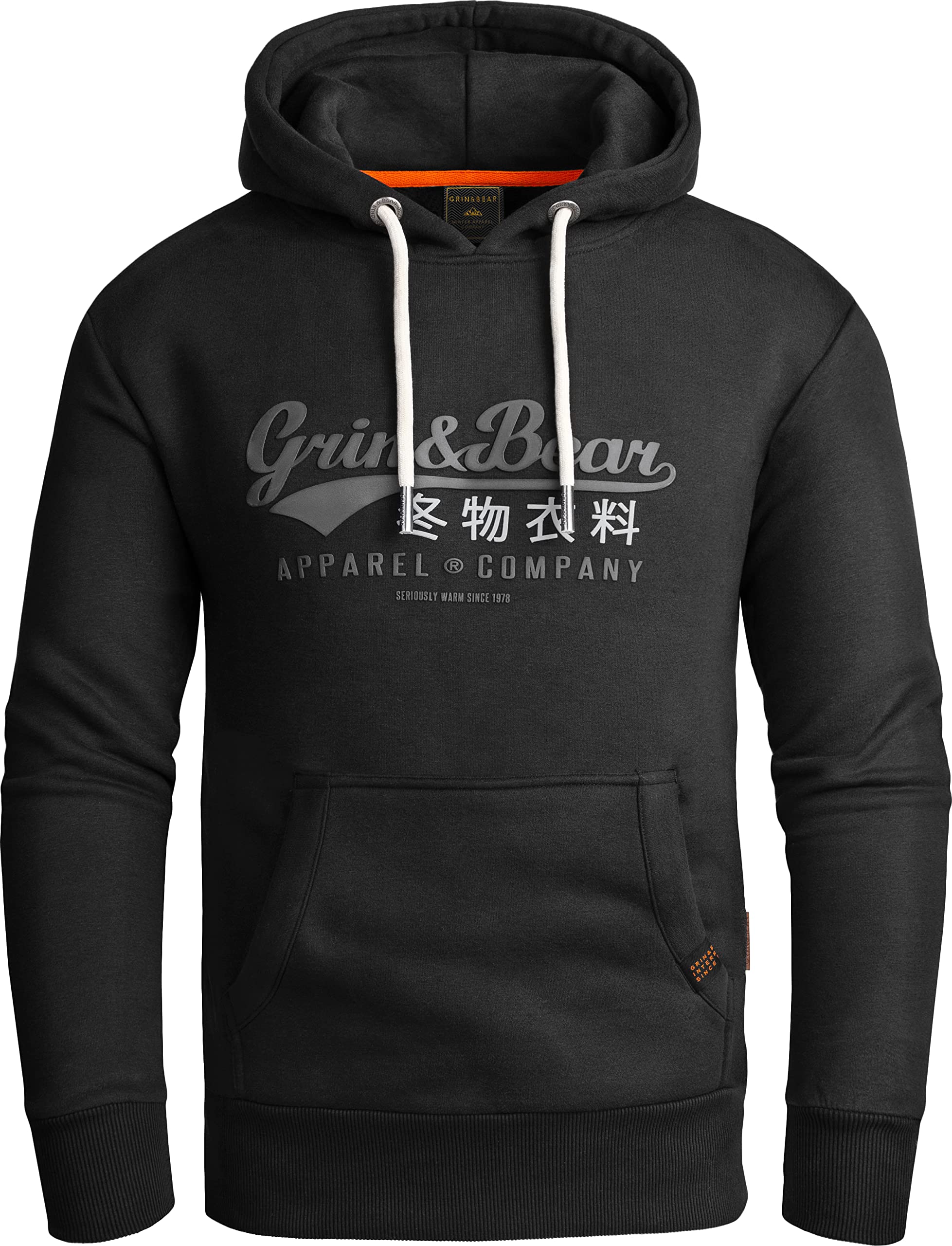 Grin&Bear Hoodie Herren Sweatshirt GEC704 Schwarz L