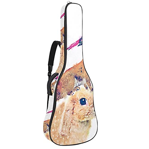 Gitarrentasche Schutz- und Transporttasche für akustische und klassische Gitarren wasserfest und gepolstert Kaninchen-Eichhörnchen-Vogel 108.9x42.9x11.9 cm