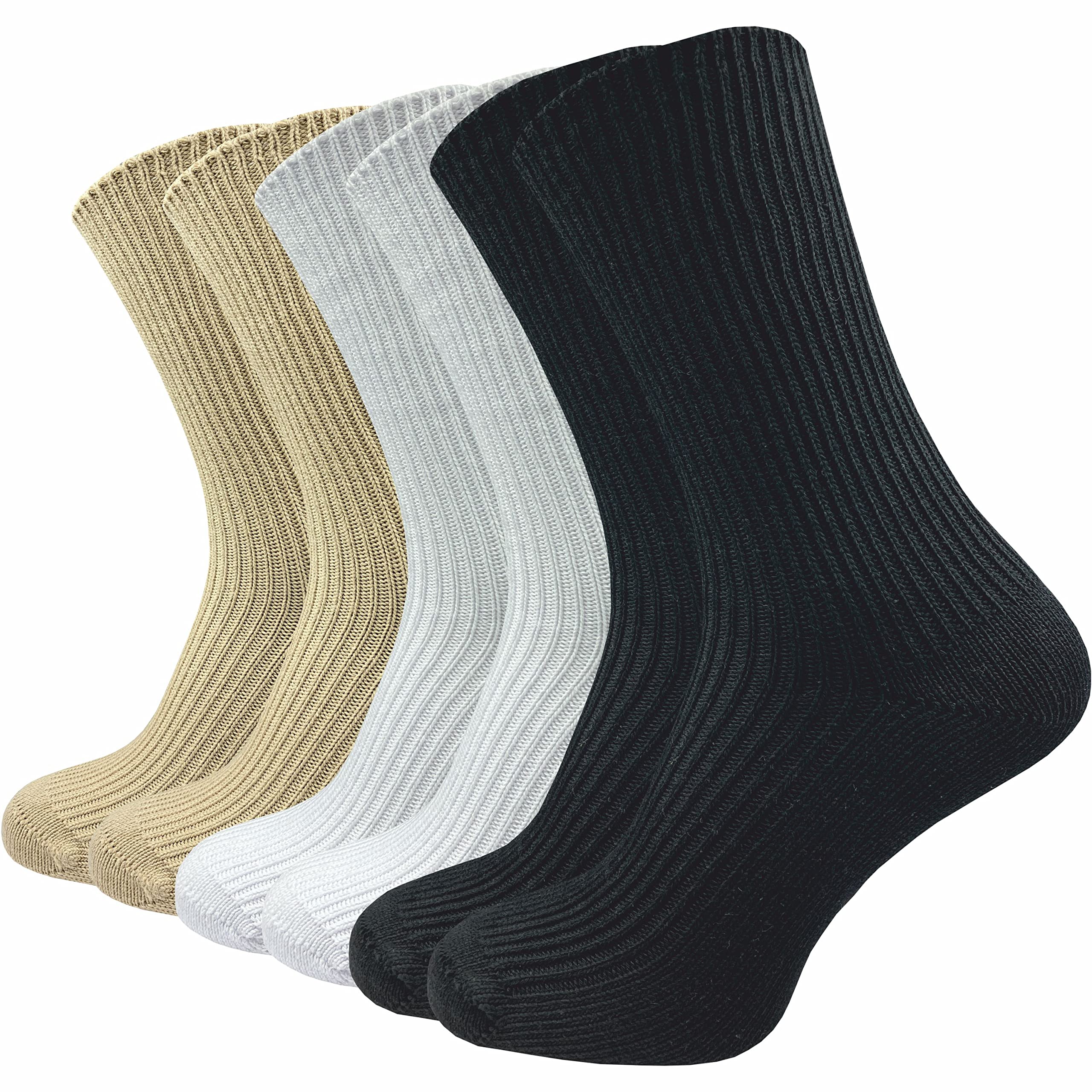 GAWILO 6 Paar dicke Damen Socken wie selbstgestrickt | ohne Gummidruck | ohne Naht (as3, numeric, numeric_39, numeric_42, regular, regular, schwarz | weiß | beige)