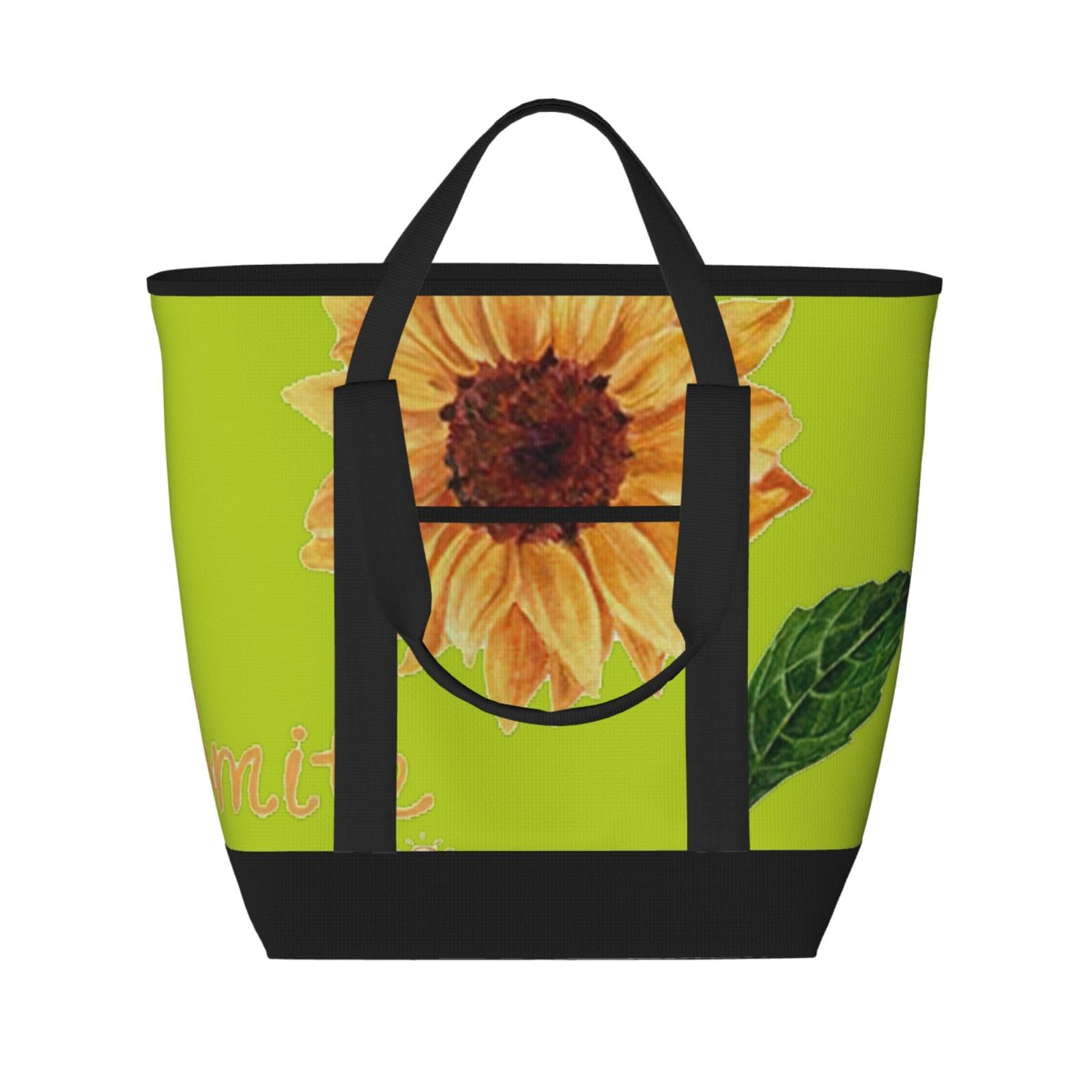 YQxwJL Lunchtasche mit lächelndem Gesicht, Sonnenblumen-Druck, großes Fassungsvermögen, isolierte Lunchtasche, wiederverwendbare Einkaufstasche mit Reißverschluss für Damen und Herren