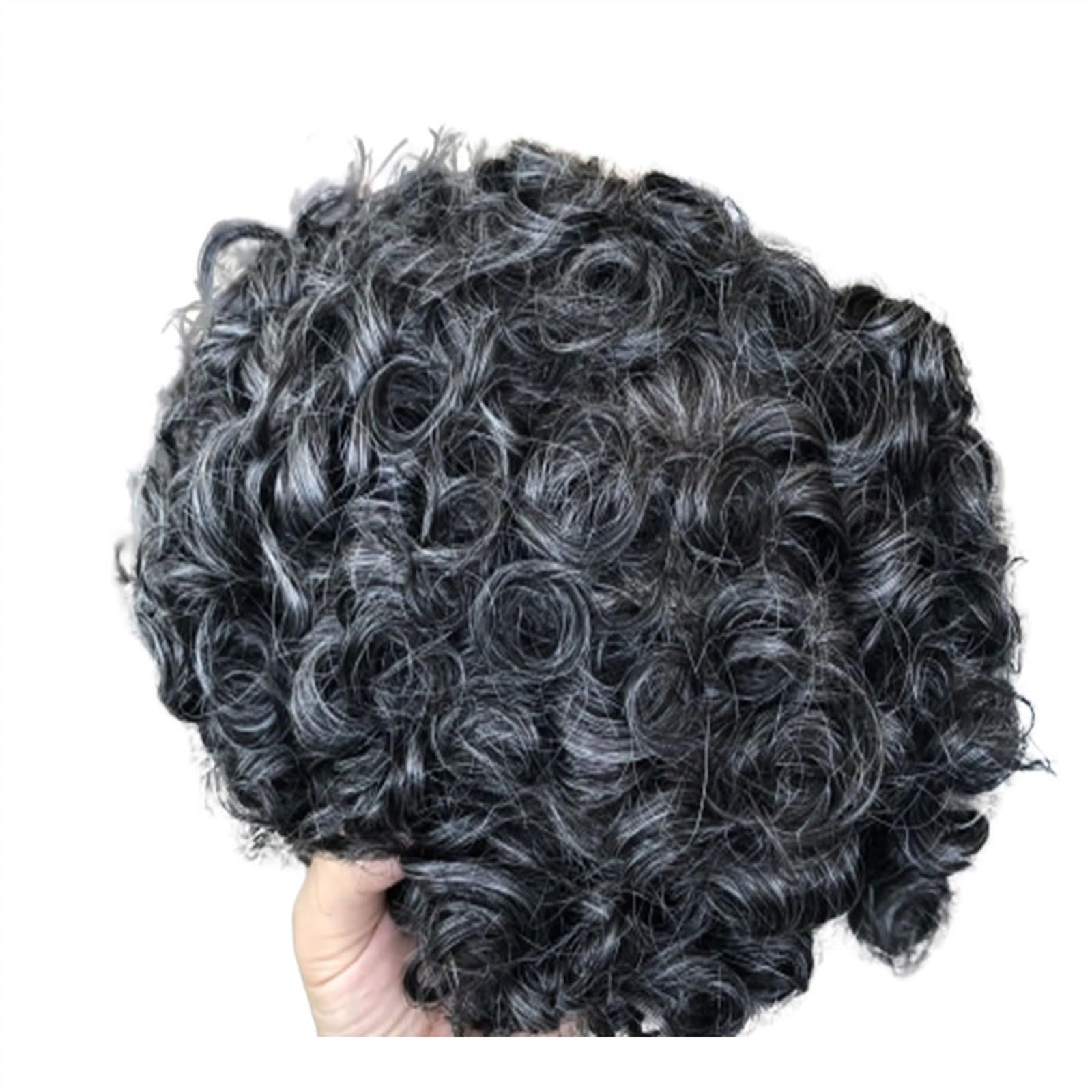 Männer Toupet Echthaarperücken Toupet for Männer Herren-Toupet mit weichen, feinen Schweizer Spitzenhaareinheiten 10 mm gewelltes Männer-Toupet-Haar Echte Menschenperücken Perücken Toupet Haar(1B40#)