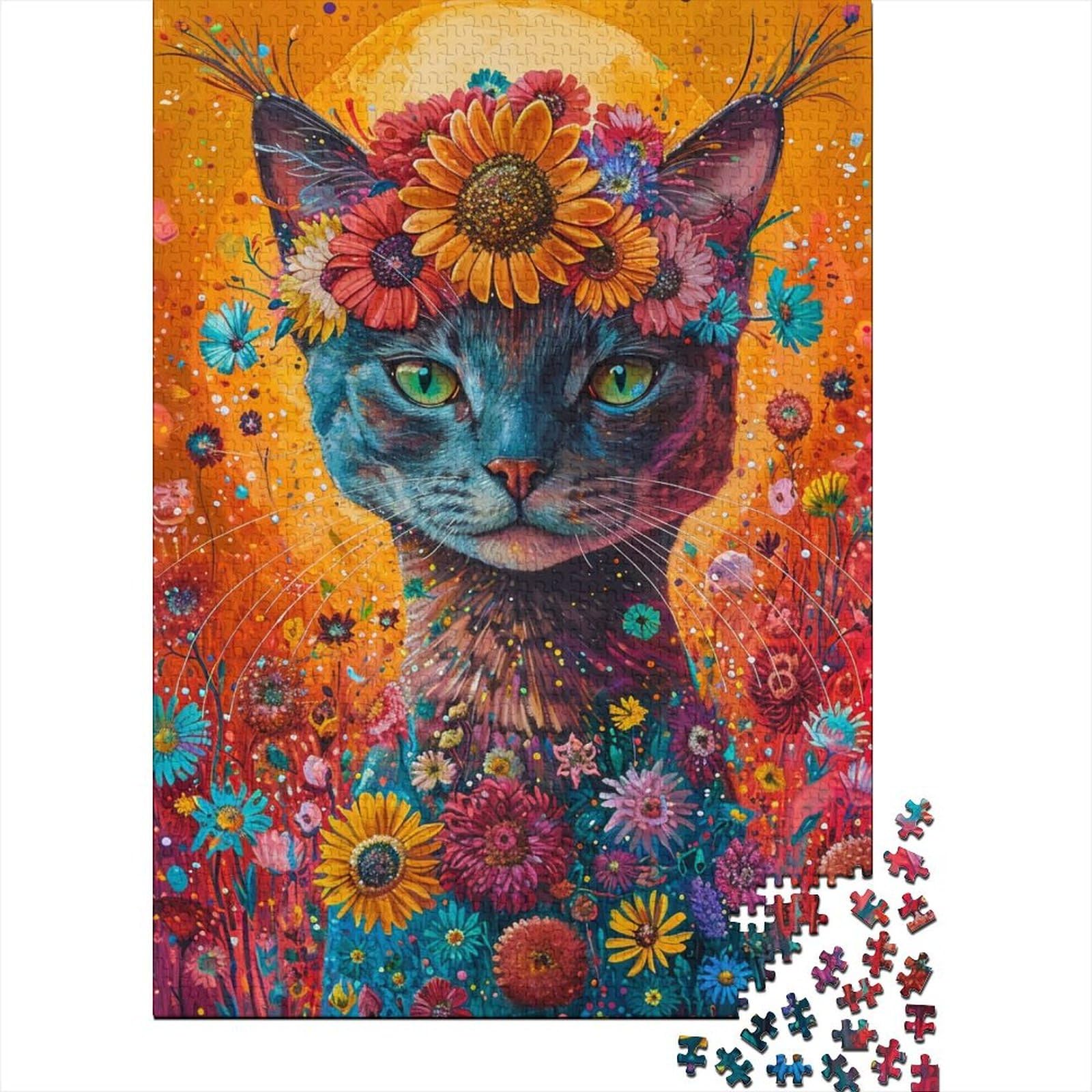 Art Cat Holzpuzzle Puzzles für Erwachsene Teenager Puzzles für Erwachsene 1000 Teile Entspannungspuzzles Spiele-Denkspiel 29,53x19,69 Zoll