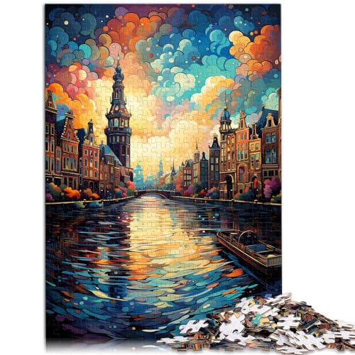 Puzzle Bunte psychedelische Kunst in Amsterdam Puzzle für Erwachsene 1000 Teile Holzpuzzle Weihnachtswunschliste mit Weihnachtsmann 1000 Teile (50 x 75 cm)