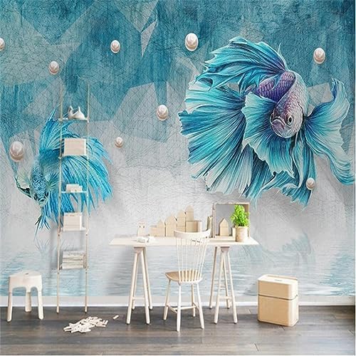 XLMING Blaue Abstrakte Linie Pfau 3D Tapete Home Dekoration Wohnzimmer Sofa Schlafzimmer Tv Hintergrund Wand-400cm×280cm