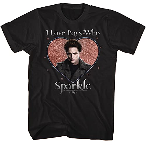 Twilight T-Shirt I Love Boys Who Sparkle Erwachsene Kurzarm T-Shirts Twilight Filme Grafik Tees, Schwarz, Klein