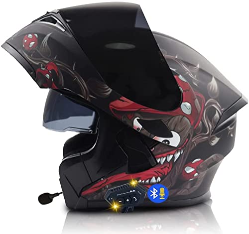 Klapphelm Motorradhelm,Bluetooth Integralhelm,Mit Doppelvisier, ECE Genehmigt,30m Bluetooth-Gegensprechanlage,Intelligente Geräuschunterdrückung,Wasserdicht,Ganzjährig Verfügbar