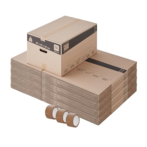 Lot de 60 cartons de déménagement 72L - 60x40x30 cm - Made in France - 70% FSC certifé - Pack & Move