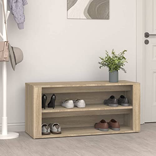 GSKXHDD Schuhregal Sonoma Eiche 100x35x45 cm Holzwerkstoff, Schuhregal für den Flur, Schuhregal für den Eingangsbereich, Wohnzimmer, Kleiderschrank, Schuhregal Independence