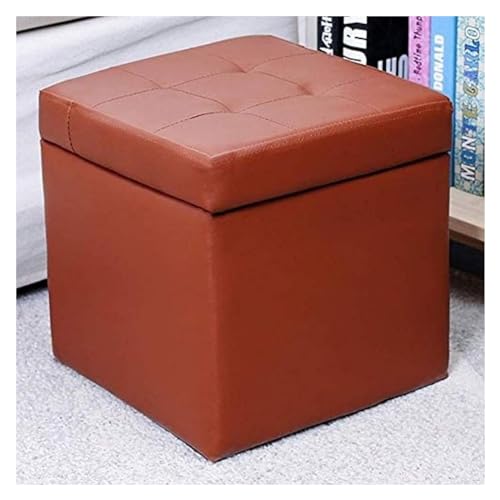 RAABYU Cube Kunstleder Lagerung Fuß Hocker Pouf Sitzbank, mit Scharnier Top Organizer Box Pouf Brust Einzel