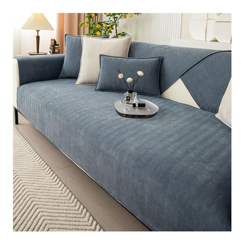 Funny Fuzzy Couch Cover, Herringbone Chenille Fabric Furniture Protector Sofa Cover, Sofa Slipcovers Corner Sofa 3/2/1/4 Seater Non Slip Sofa Cover for L Shape, Washable ( Color : Grey Blue , Size : 1