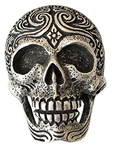 BELTINGER Gürtelschnalle Plain Skull | Buckle Wechselschließe Gürtelschließe 40mm Massiv | Wechselgürtel bis 4cm | Silber