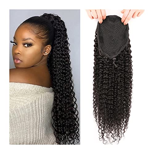 Pferdeschwanz Haarteil Kinky Curly Kordelzug Pferdeschwanz Remy Echthaar 12-26 Zoll lang Brasilianischer Cury Pferdeschwanz Clip In Extensions 100g/150g for Frauen Pferdeschwanz Haarverlängerung (Col