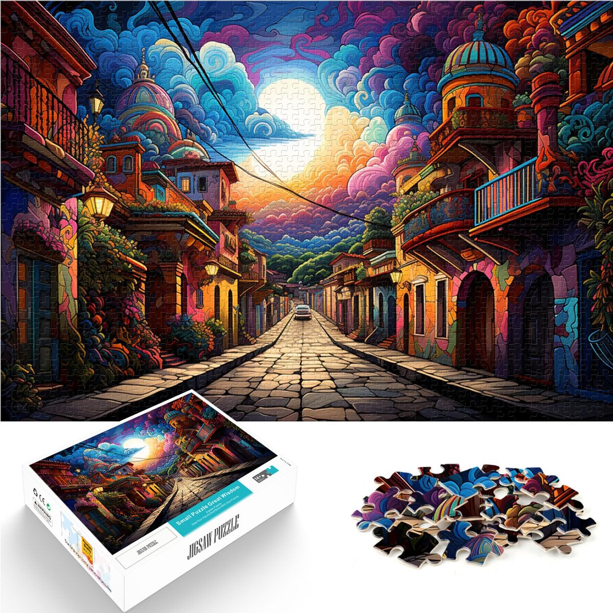 Puzzle | Puzzles Buntes Antigua Guatemala Puzzle für Erwachsene mit 1000 Teilen. Das Holzpuzzle ganze Familie und Dieses