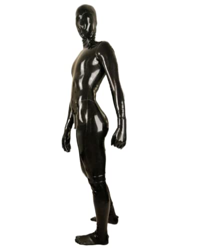 Sexy Herren-Ganzkörper-Latex-Gummi-Catsuit-Fetisch-Ruuber-Bodysuits Zehensocken mit Reißverschluss im hinteren Schritt